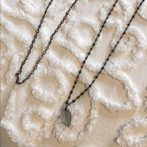 Multi layer Silver necklace with crystal heart